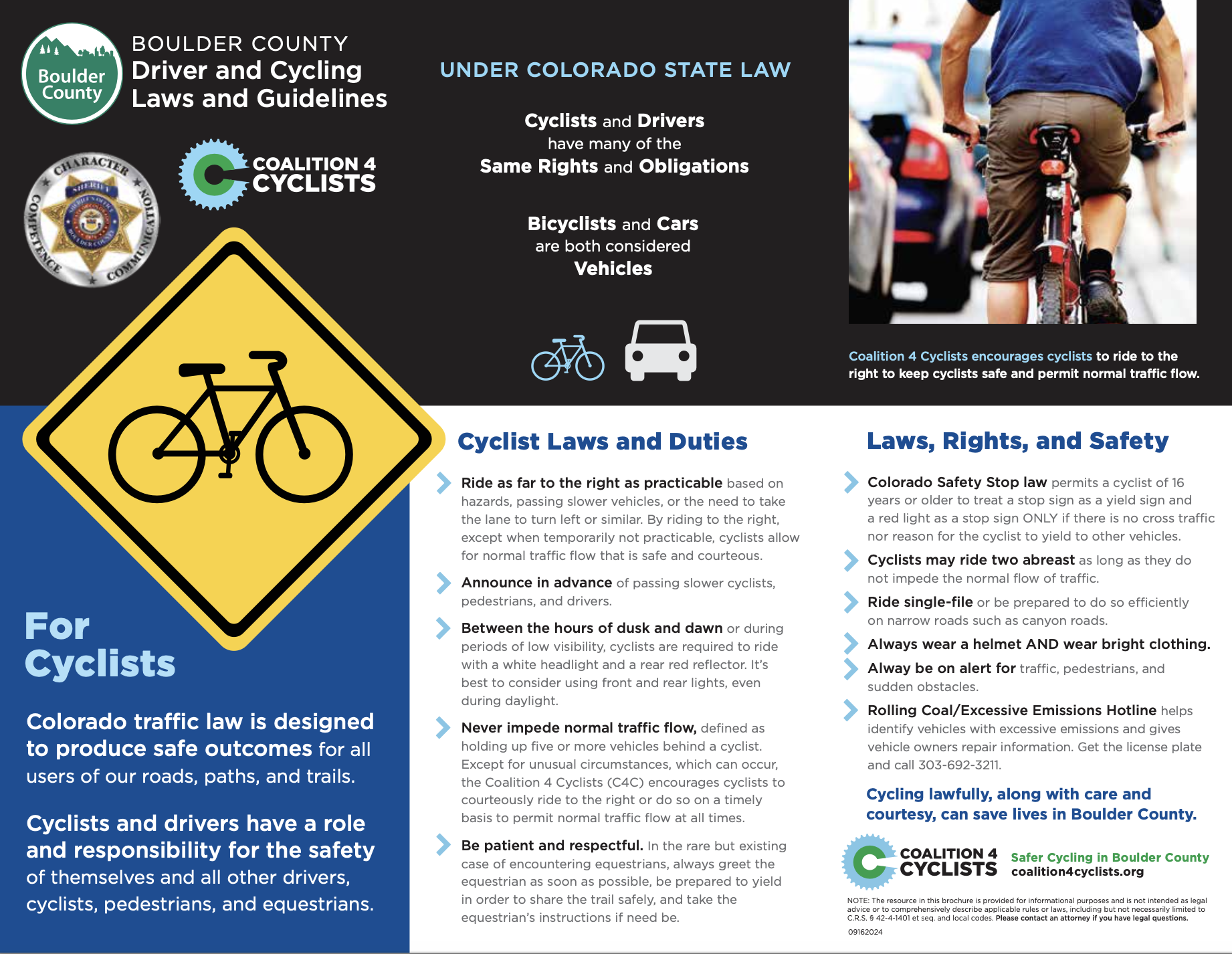 Boulder County Sheriff’s Office + C4C’s Traffic Safety Brochure