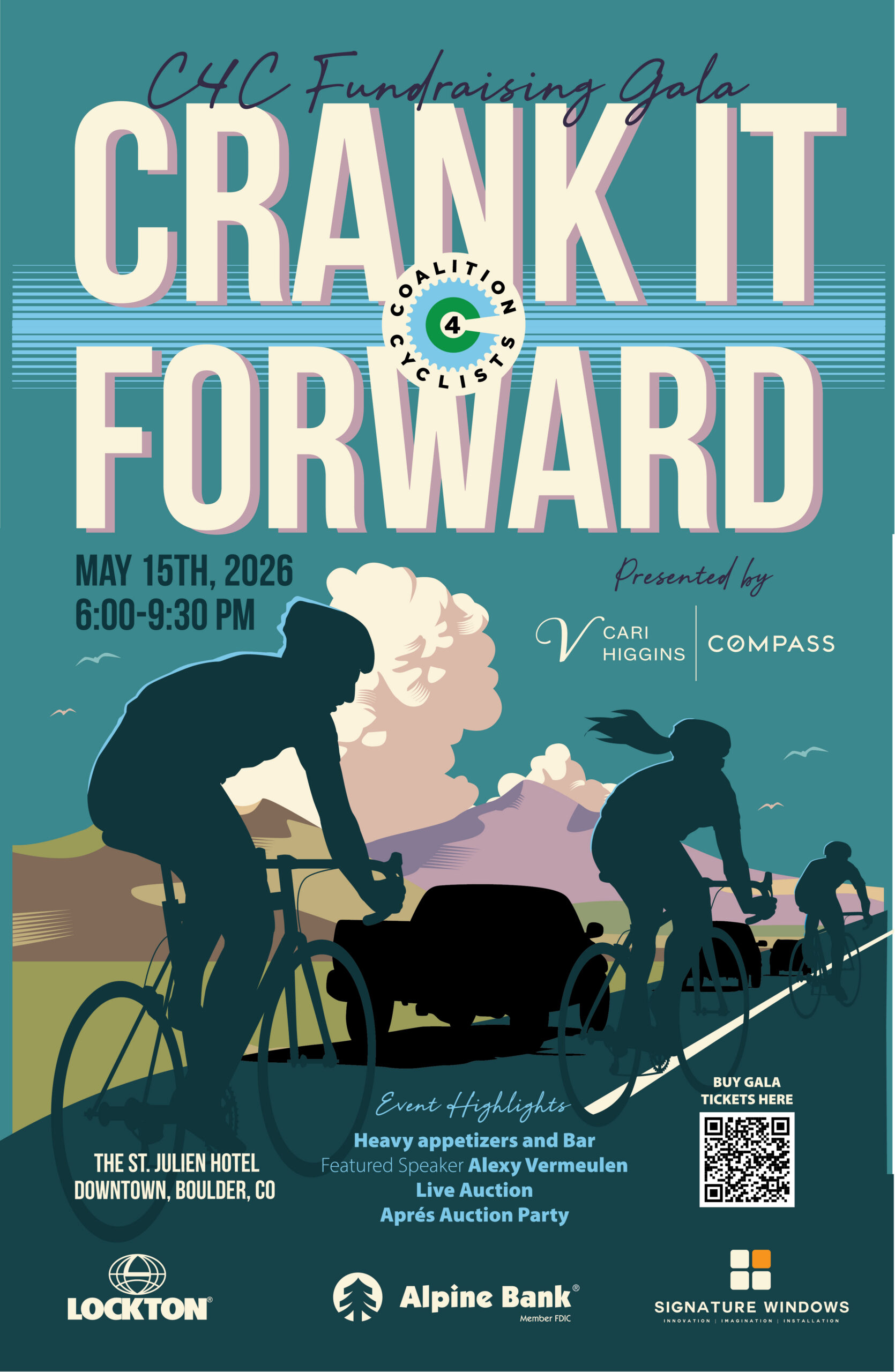 Crank It Forward 2026 Presented by Cari Higgins Compass Real Estate:  Main Sponsors and Featured Speaker Set!